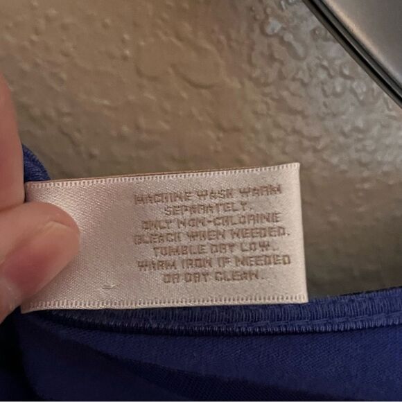 Chico's Black/Blue Striped Short Sleeve Pullover Shirt with Tie Hip Size 3 or XL - Picture 6 of 8